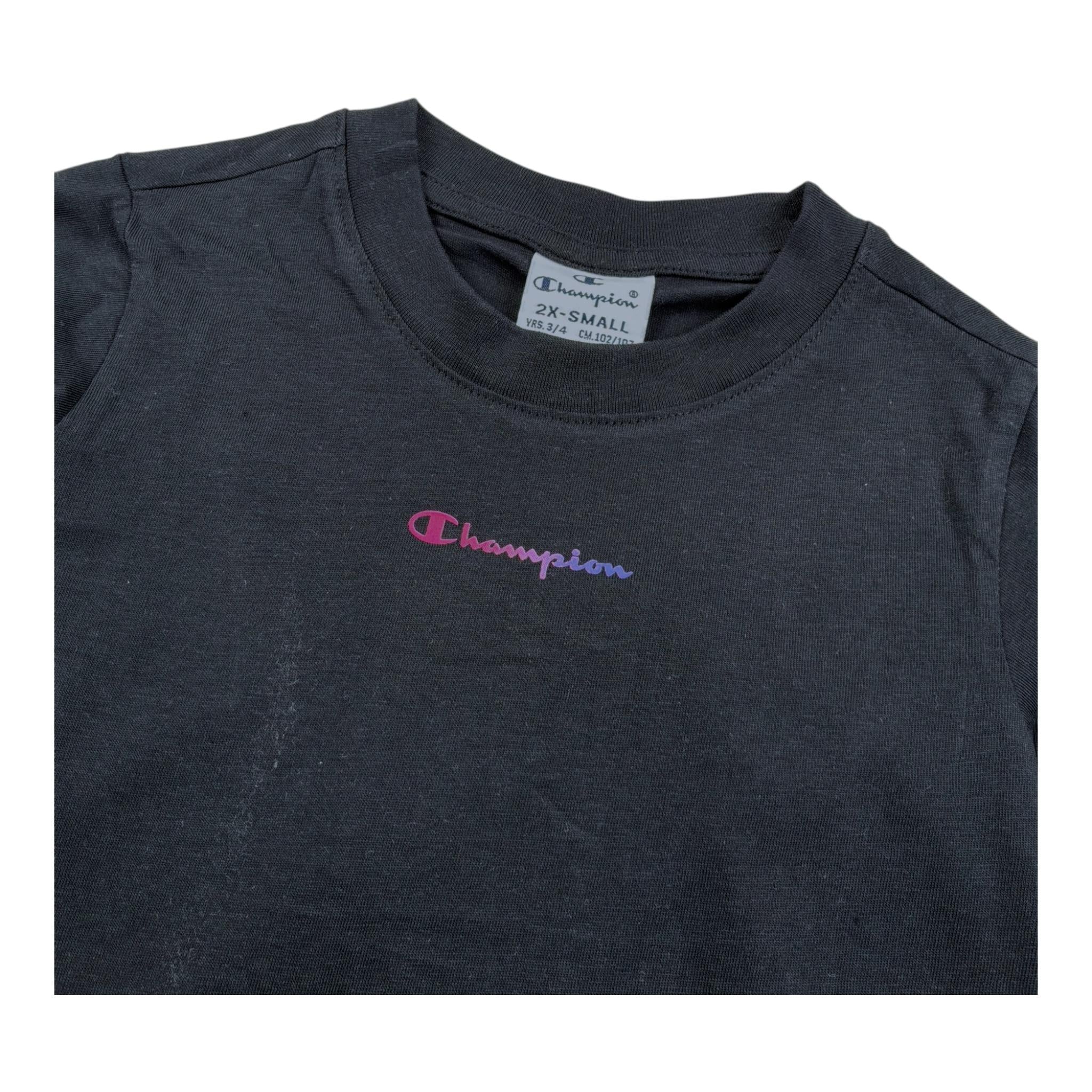 Champion Shirt Gircollo Tinta Unita con Logo per Bambina 404482 NERO CHAMPION 
