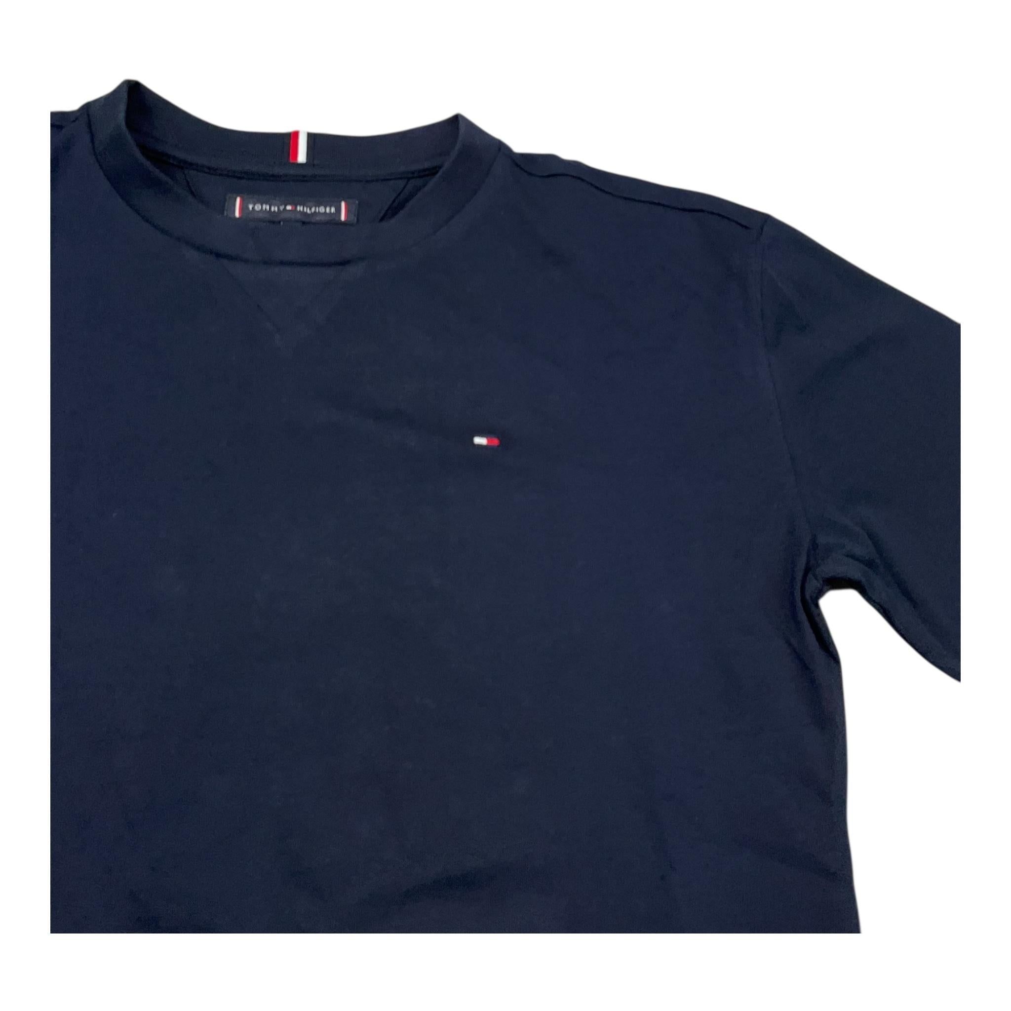Tommy Hilfiger T-Shirt Girocollo Tinta Unita con Logo per Bambino KB0KB085755 BLU TOMMY HILFIGER 