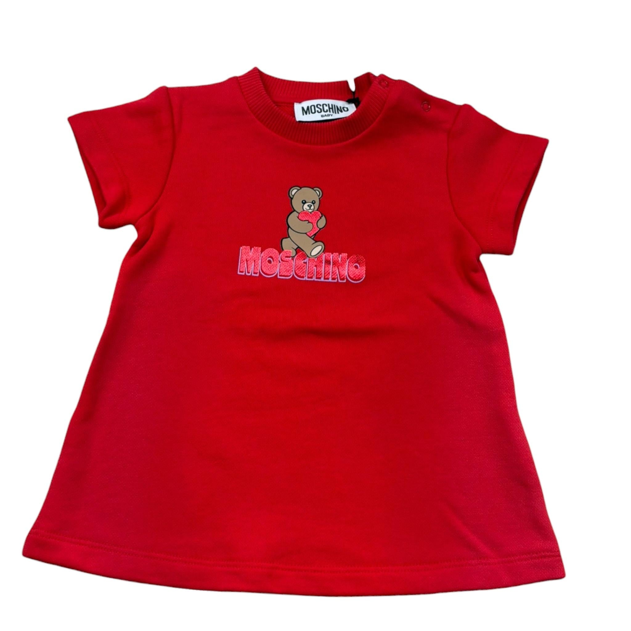Moschino Abito Mezza Manica Tinta Unita con Stampa per Neonata MAV0C9 ROSSO MOSCHINO 