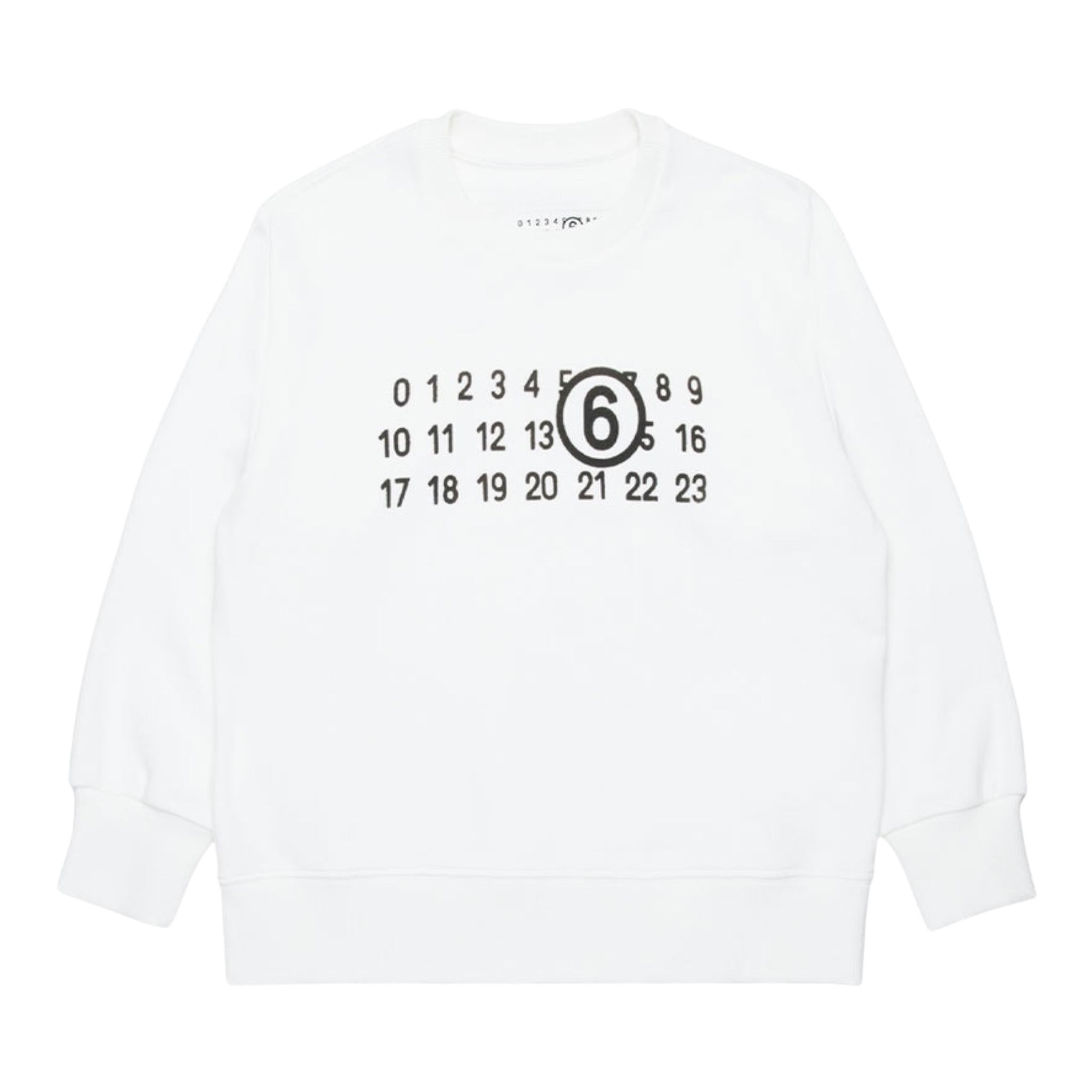MAISON MARGIELA felpa girocollo tinta unita con stampa Bianco per Bambino M60681 BIANCO MAISON MARGIELA 