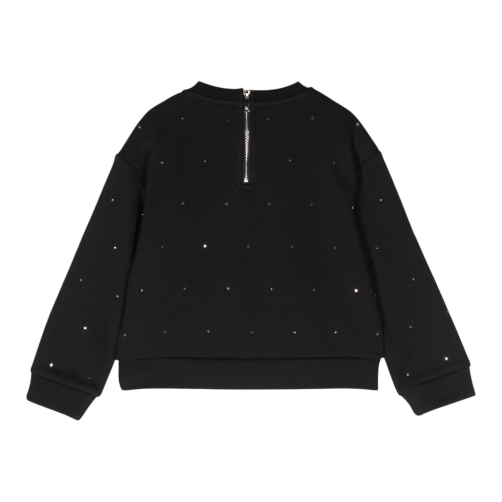 JOHN RICHMOND felpa chiusa girocollo tinta unita con brillantini Nero per Bambina RBA24042FE NERO JOHN RICHMOND 