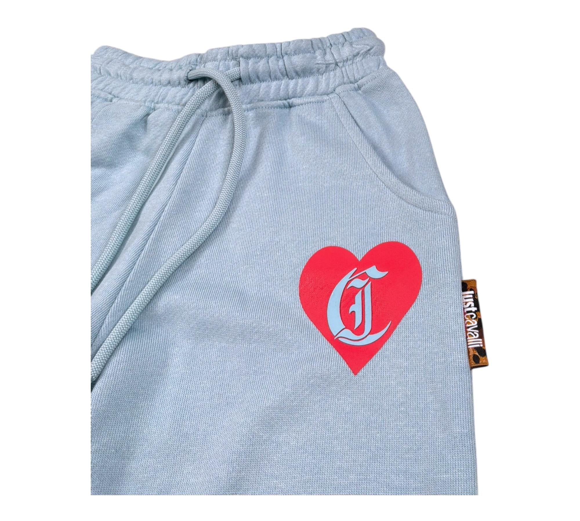 Just Cavalli Pantalone Tuta Tinta Unita con Logo per Neonata JIP26034PA AZZURRO JUST CAVALLI 