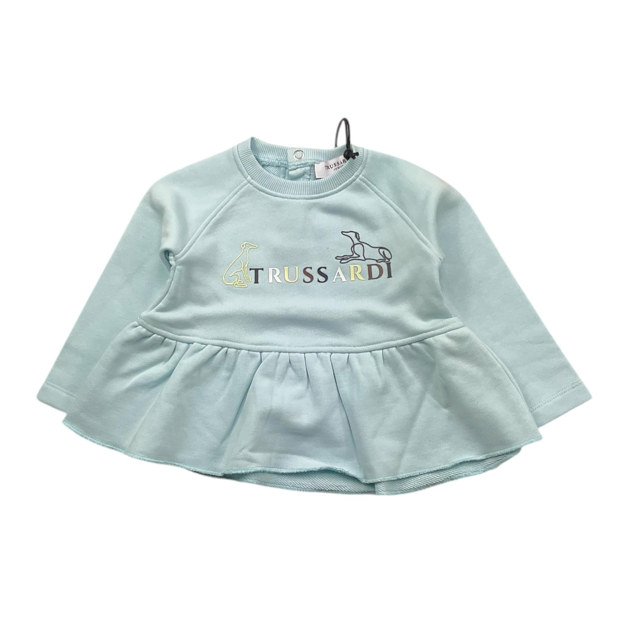 TRUSSARDI felpa girocollo tinta unita con stampa Azzurro per Neonata TIA25157FE AZZURRO TRUSSARDI 