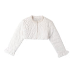 Sarabanda Giubbino Modello Crop Tinta Unita con perle per Bambina 0B488 BIANCO SARABANDA 