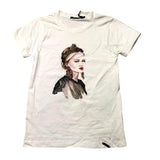 J'Aime' T-Shirt Girocollo Tinta Unita Con Stampa In Contrasto Bianco Per Bambina
