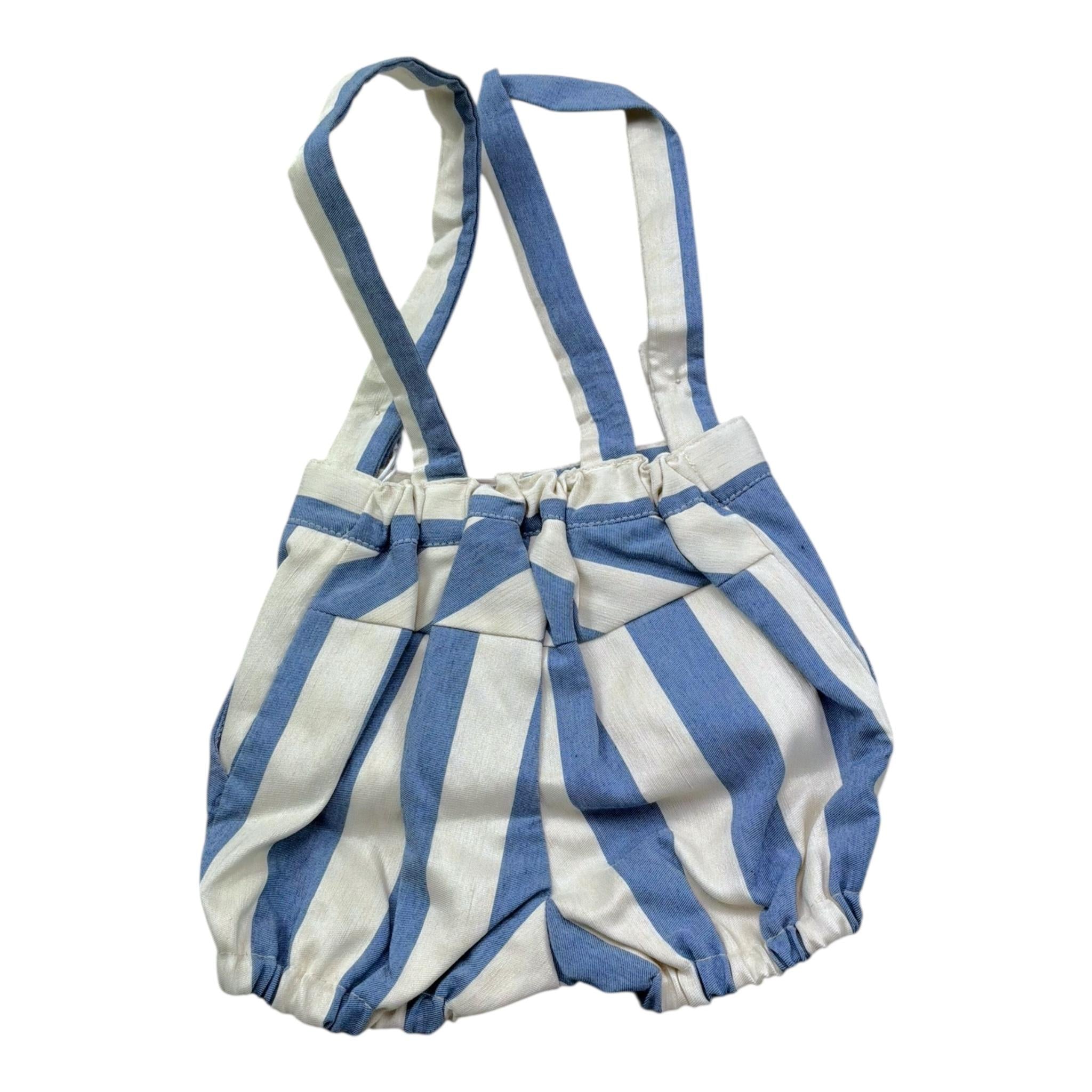 Manuel & Frank Salopette Bicolore con Fantasia A Righe per Neonato UURRI BEIGE/BLU MANUEL & FRANK 