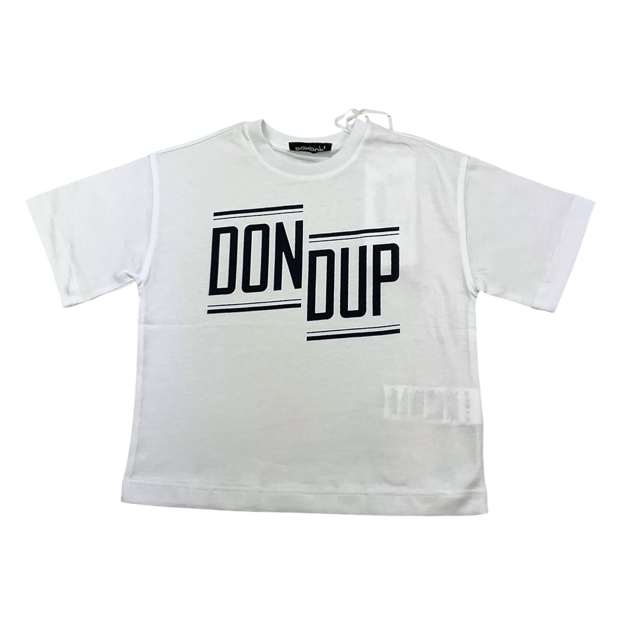 Dondup T-Shirt Girocollo Tinta Unita con Stampa per Bambina DMTS042 BIANCO DONDUP 