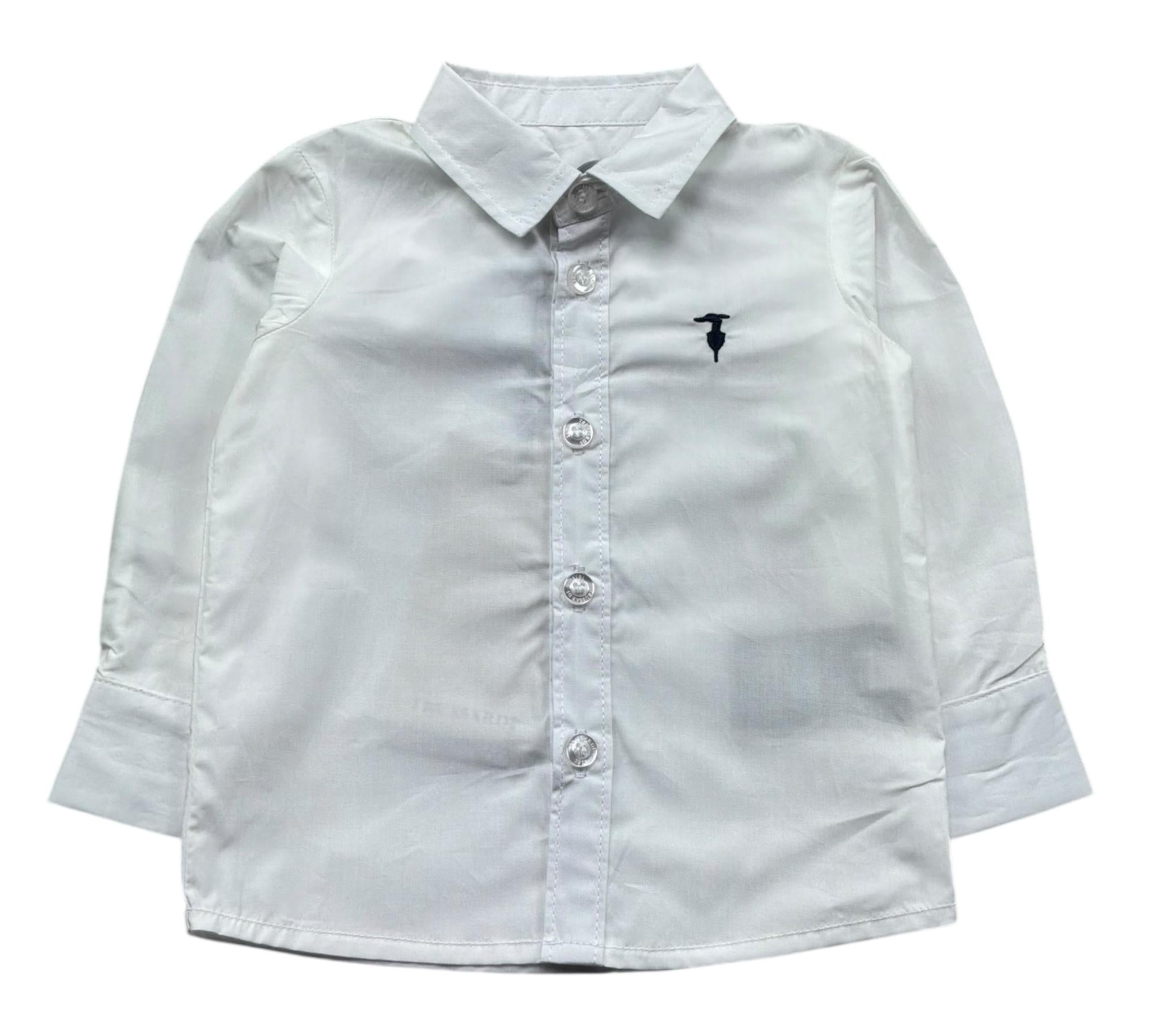 Trussardi Camicia Manica Lunga Tinta Unita con Logo per Neonato TIP26145CA BIANCO TRUSSARDI 