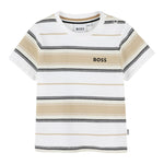 Boss T-Shirt Girocollo Fantasia A Righe per Neonato J52116 BIANCO BOSS 
