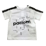 Cesare Paciotti T-Shirt Tinta Unita Girocollo Con Stampa Logo Bianco Per Bambino