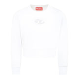 Diesel Felpa Chiusa Girocollo Tinta Unita con Logo per Bambina J01826XX PANNA DIESEL 