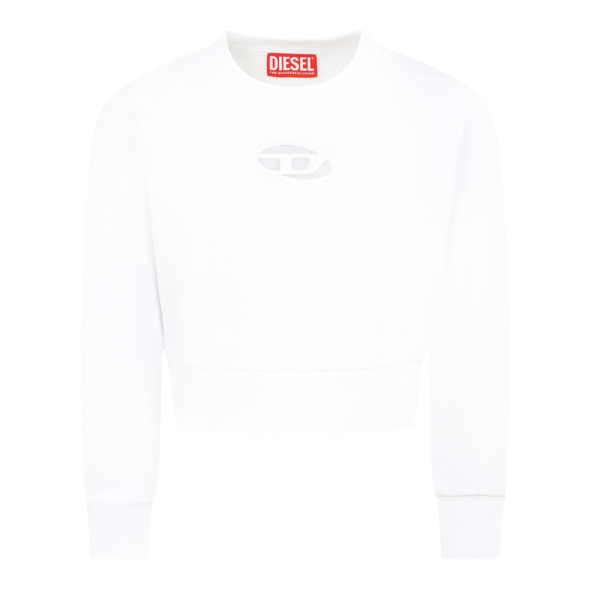 Diesel Felpa Chiusa Girocollo Tinta Unita con Logo per Bambina J01826XX PANNA DIESEL 