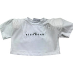 John Richmond T-Shirt Girocollo Tinta Unita con Logo Modello Crop per Bambina RGP26123TS BIANCO JOHN RICHMOND 