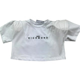 John Richmond T-Shirt Girocollo Tinta Unita con Logo Modello Crop per Bambina RGP26123TS BIANCO JOHN RICHMOND 