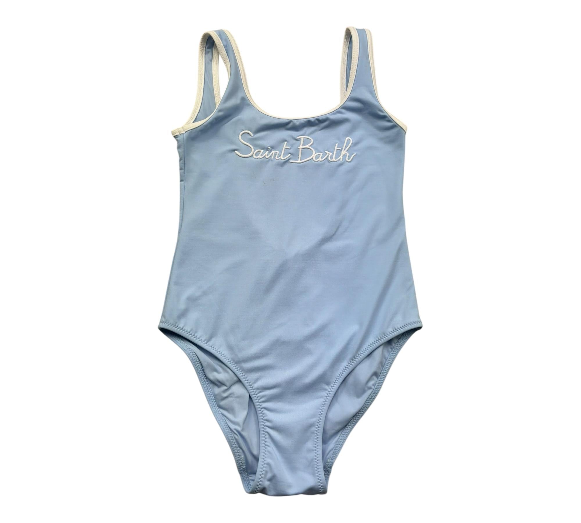 Saint Barth Costume Intero Tinta Unita  per Bambina CARASTRING AZZURRO SAINT BARTH 