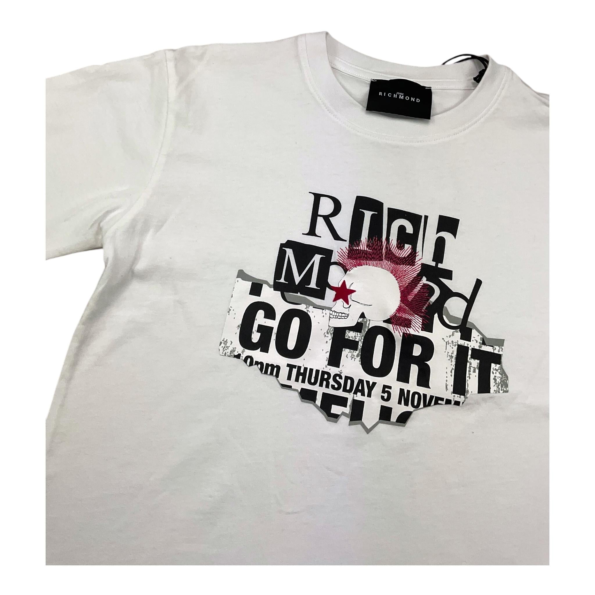 JOHN RICHMOND t-shirt girocollo tinta unita con stampa in contrasto Bianco per Bambina RGA25118TS BIANCO JOHN RICHMOND 