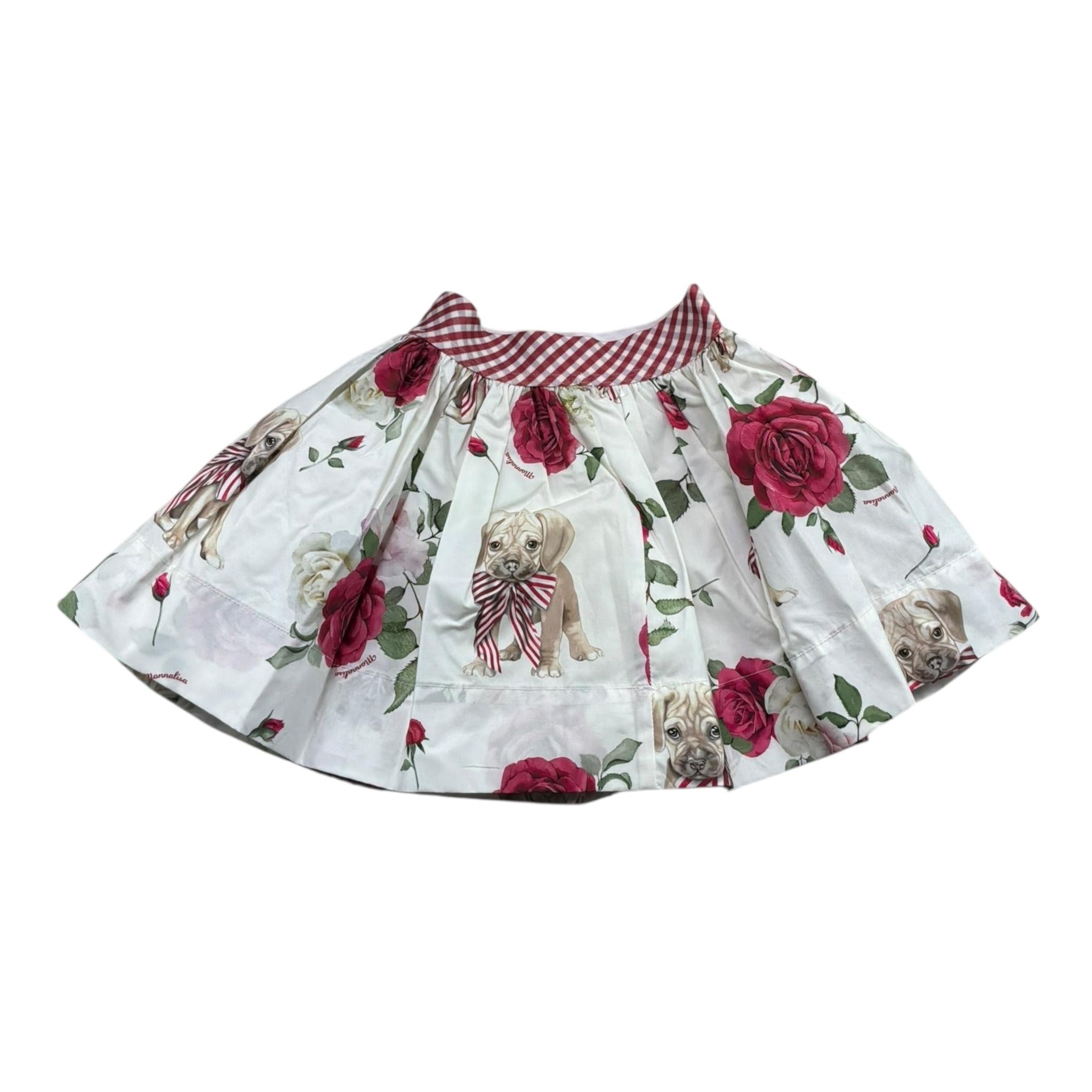 Monnalisa Gonna Tinta Unita con Fantasia Fiori per Bambina 113703 BIANCO MONNALISA 