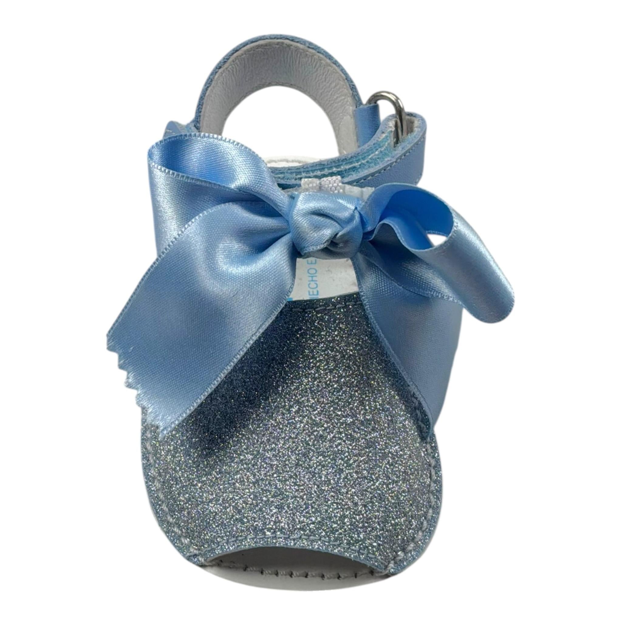 Indice Sandalo Tinta Unita con Brillantini E Fiocco per Neonata 318 AZZURRO INDICE 