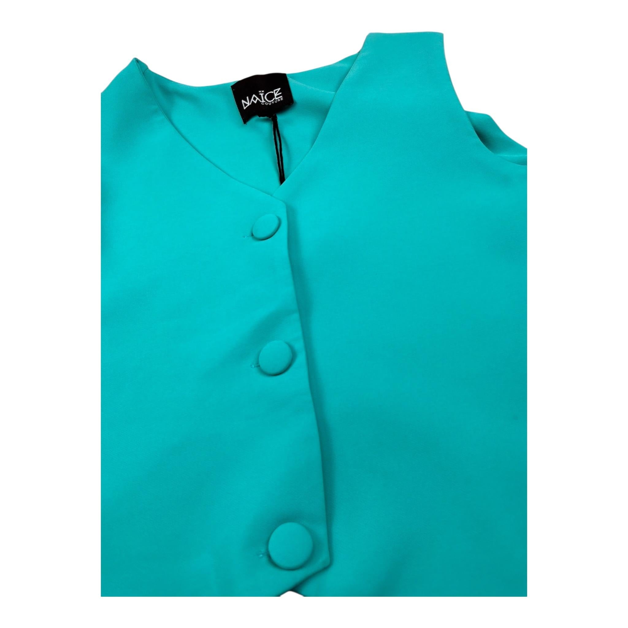 Naice Gilet Tinta Unita con Bottoni per Bambina 27139 VERDE ACQUA NAICE 