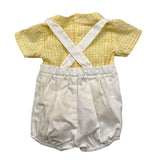 Paz Rodriguez Completo Camicia-Salopettes Bicolore Giallo Per Neonato