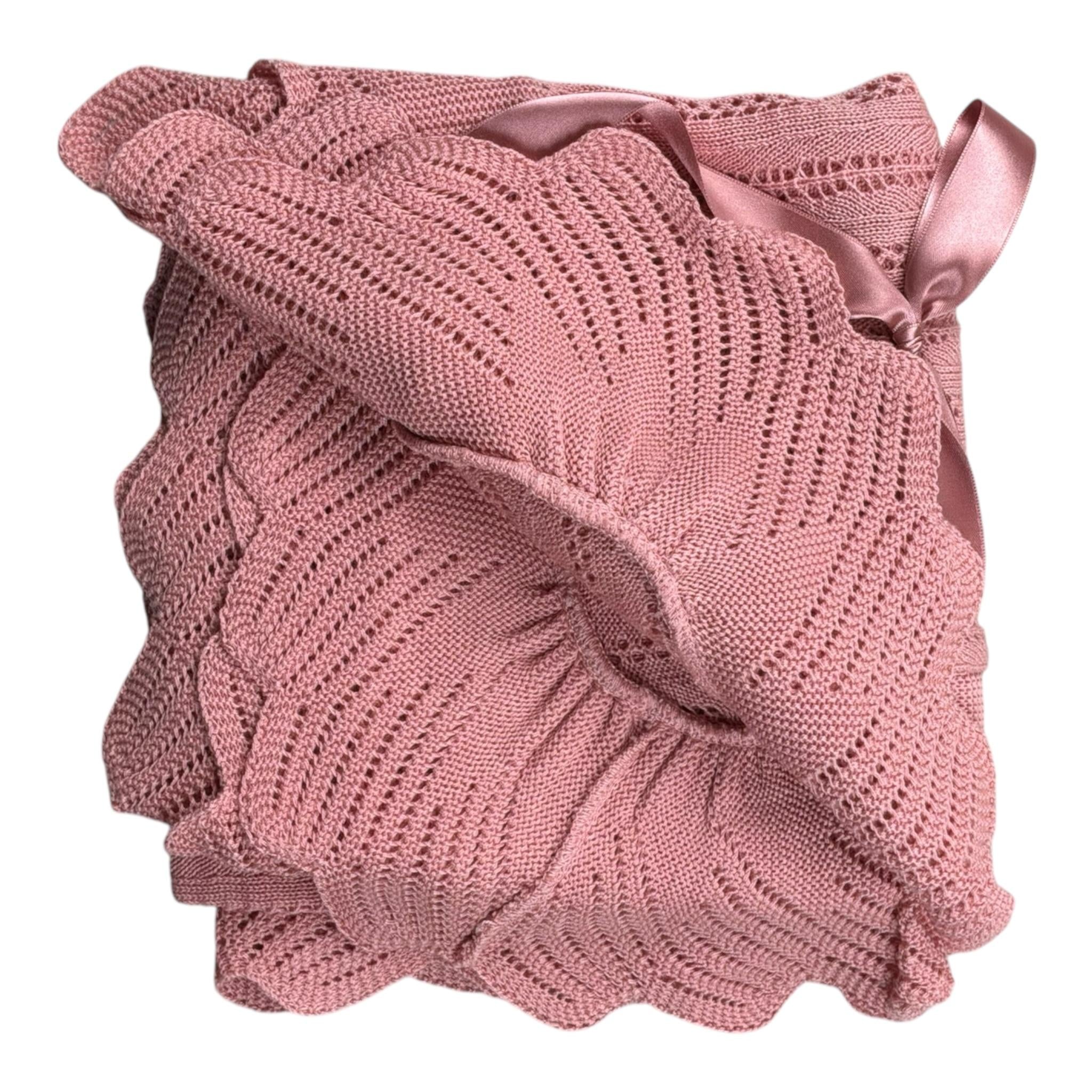 Juliana Coperta tinta unita con Fiocco Rosa per Neonata 25011 ROSA JULIANA 