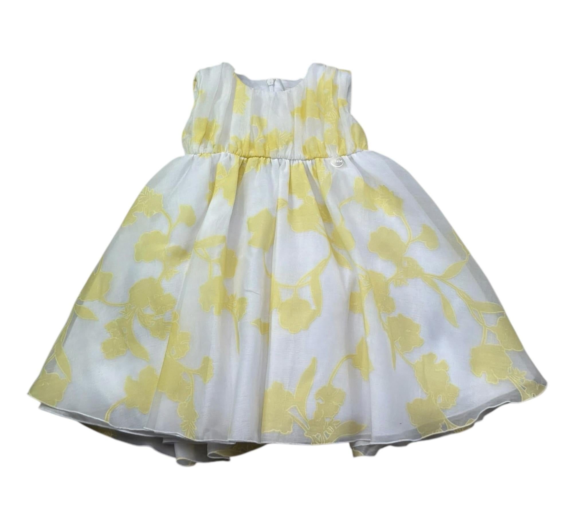 Le Bebe Abito Giromanica Tinta Unita Stampa Fantasia per Neonata LBG6367 BIANCO LE BEBE 