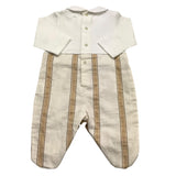Barcellino Tutina Manica Lunga Bicolore Bianco/Beige Per Neonato