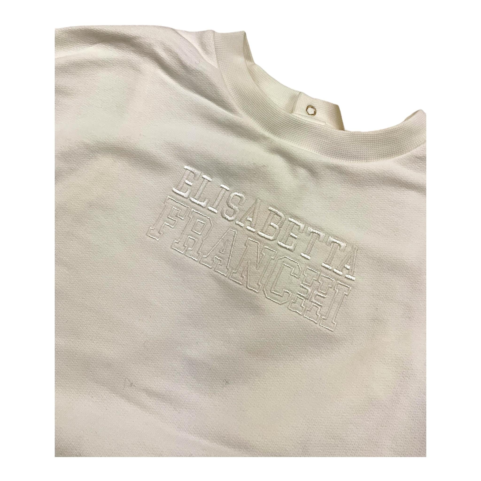 ELISABETTA FRANCHI felpa chiusa girocollo tinta unita con ricamo logo Panna per Neonata EGFE046 PANNA ELISABETTA FRANCHI 