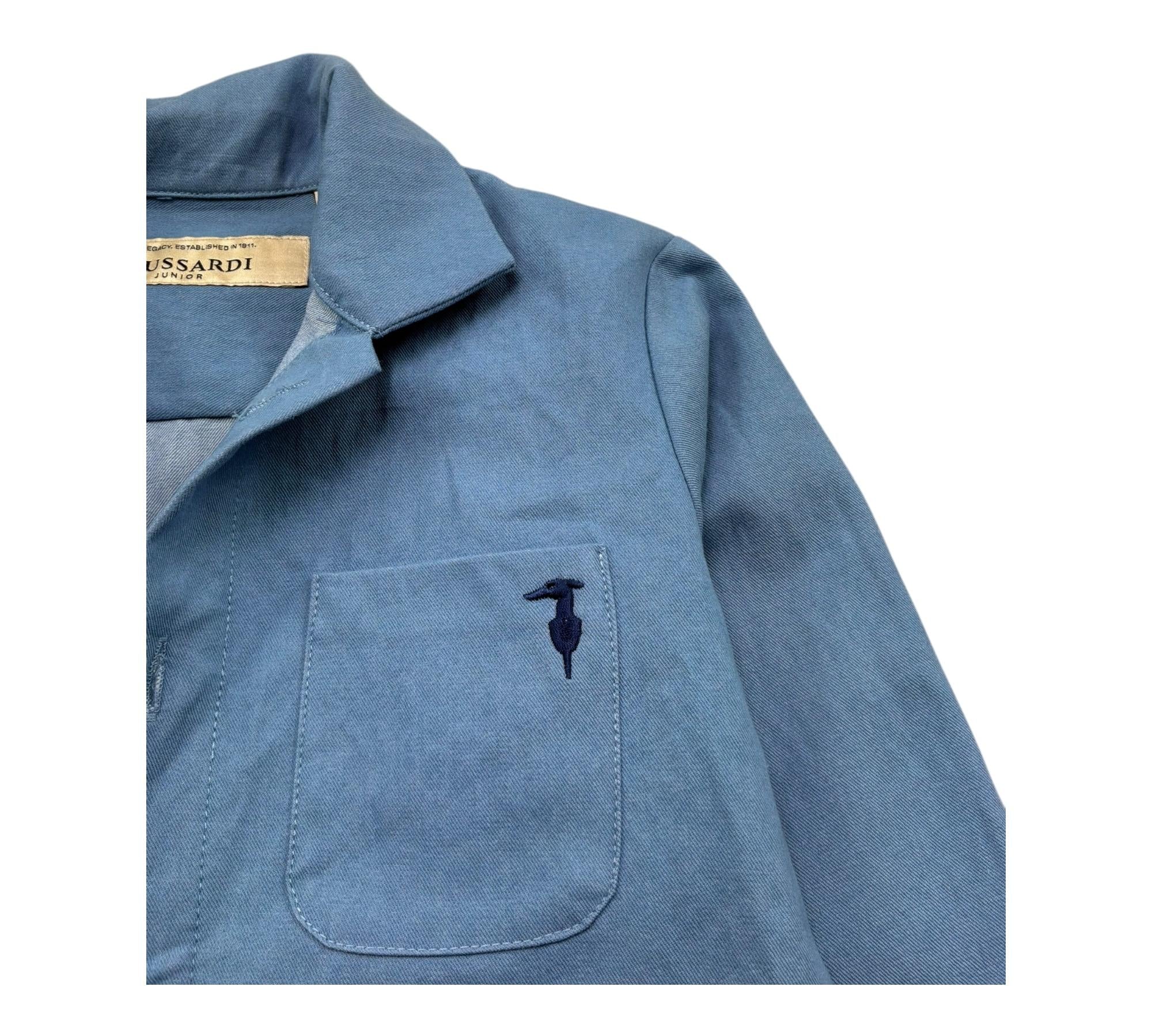 Trussardi Camicia Manica Lunga Tinta Unita per Bambino TBP26035CA AZZURRO TRUSSARDI 