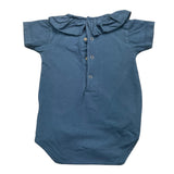 Wedoble Body Mezza Manica Tinta Unita Con Colletto Blu Per Neonata