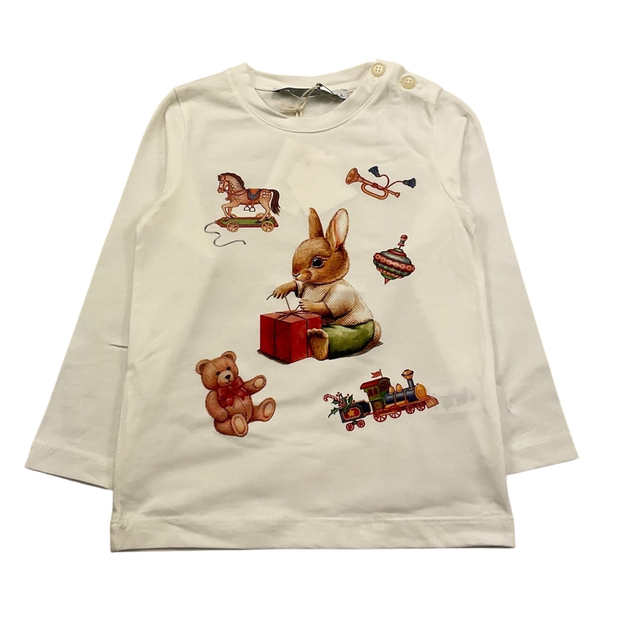 PER TE shirt girocollo tinta unita con stampe Panna per Neonata 44335 PANNA PER TE 