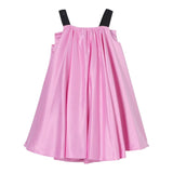 Twinset Abito Tinta Unita Con Fiocco E Bretelle Logate In Contrasto Rosa Per Neonata