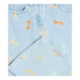 Stella Mccartney Jeans Tinta Unita Modello Zampa Con Ricami Azzurro Per Bambina