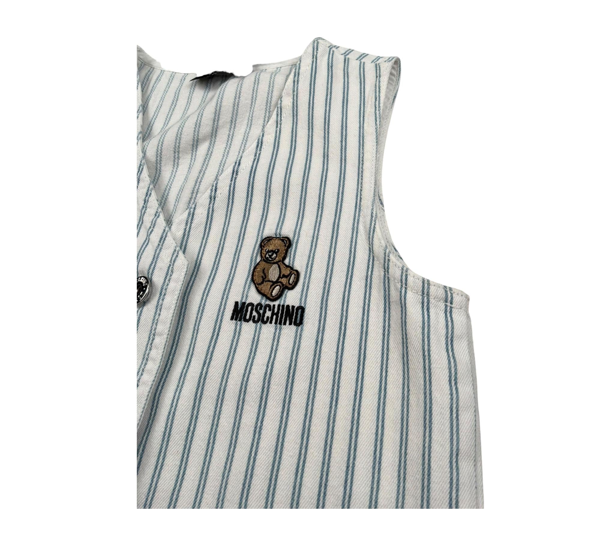 Moschino Gilet Tinta Unita Fantasia A Righe per Bambino HDN001 BIANCO MOSCHINO 