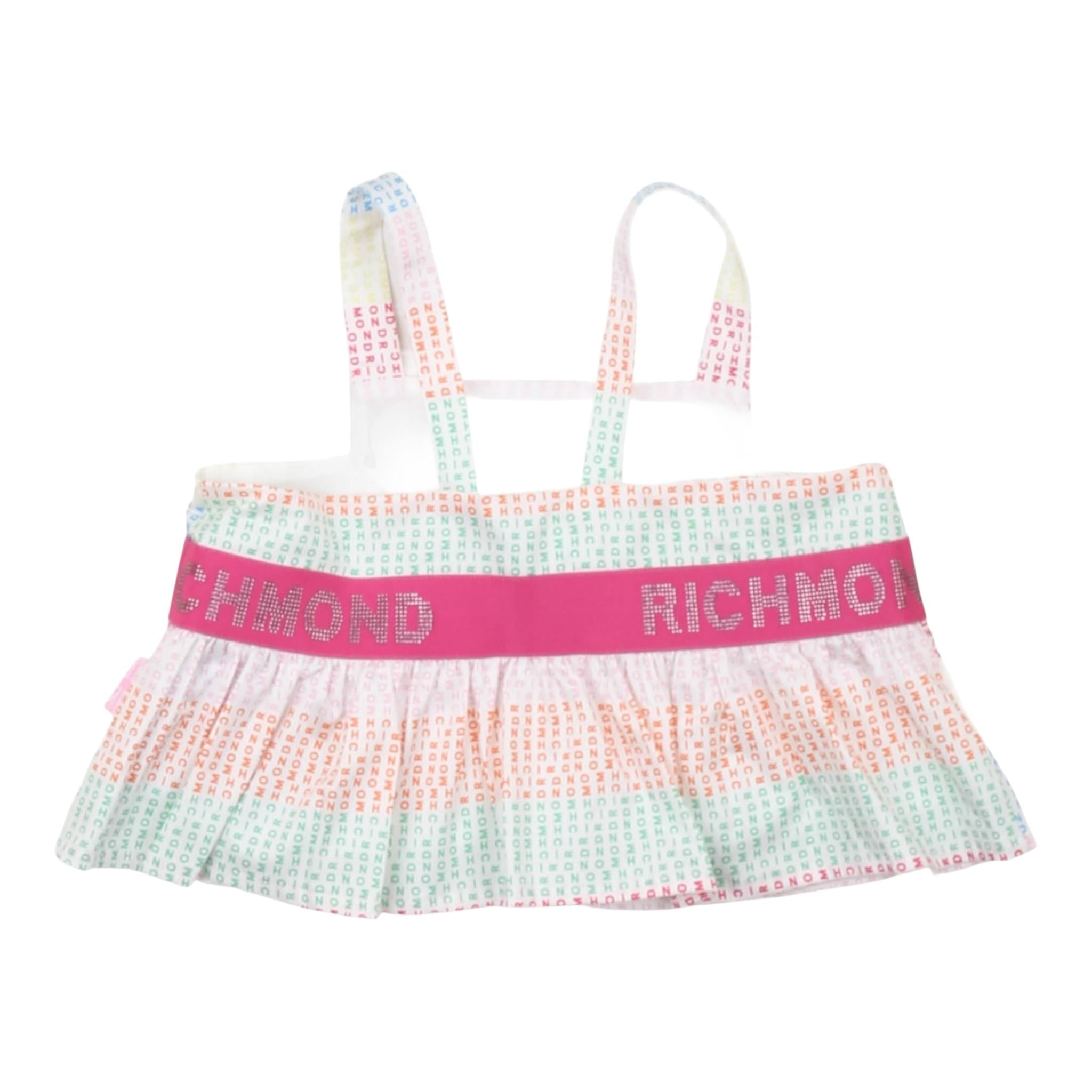 John Richmond Top Giromanica Stampe Logo Bianco per Bambina RGP25041TO BIANCO JOHN RICHMOND 