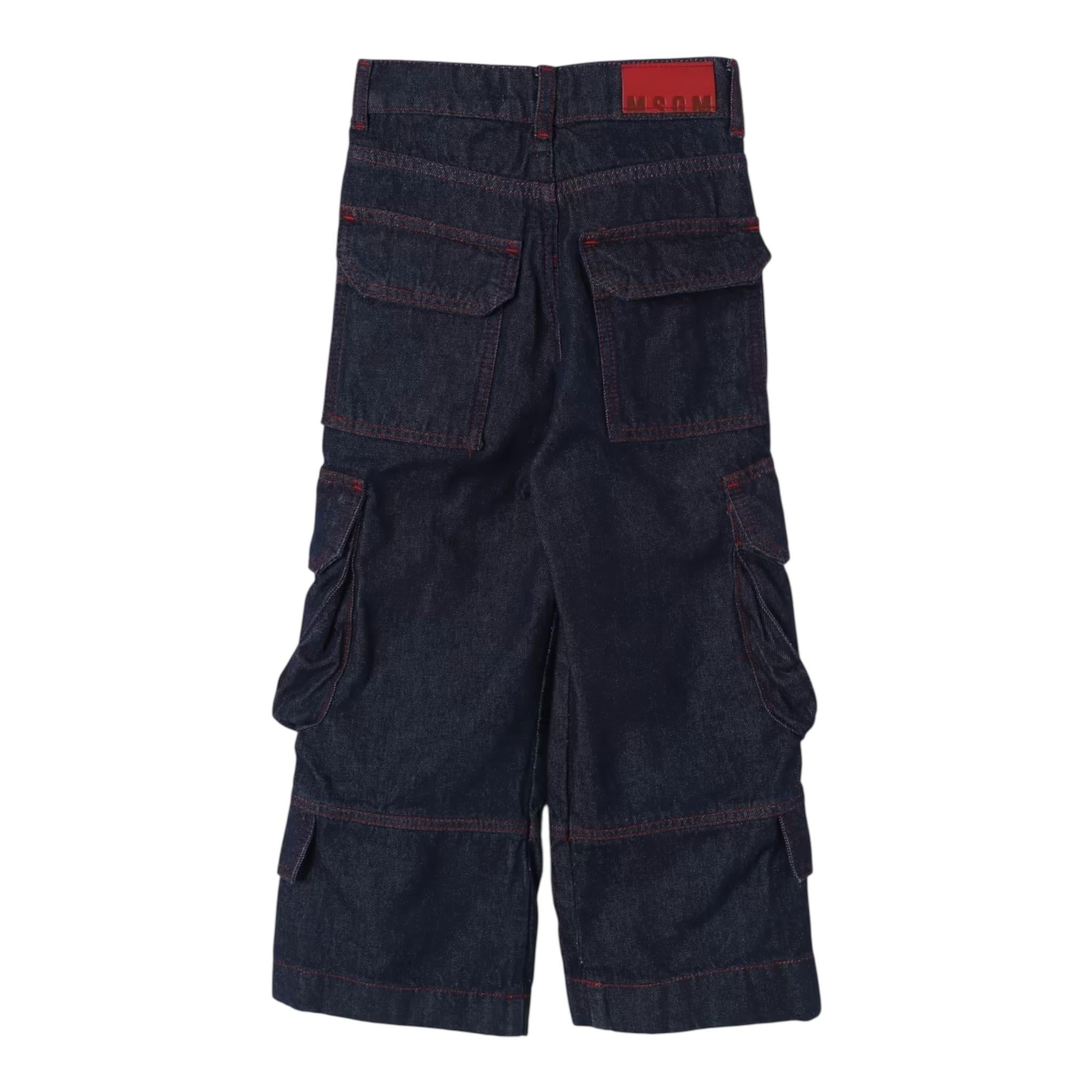 MSGM jeans tinta unita modello palazzo cargo Blu per Bambina F4MSJGDP013 BLU MSGM 