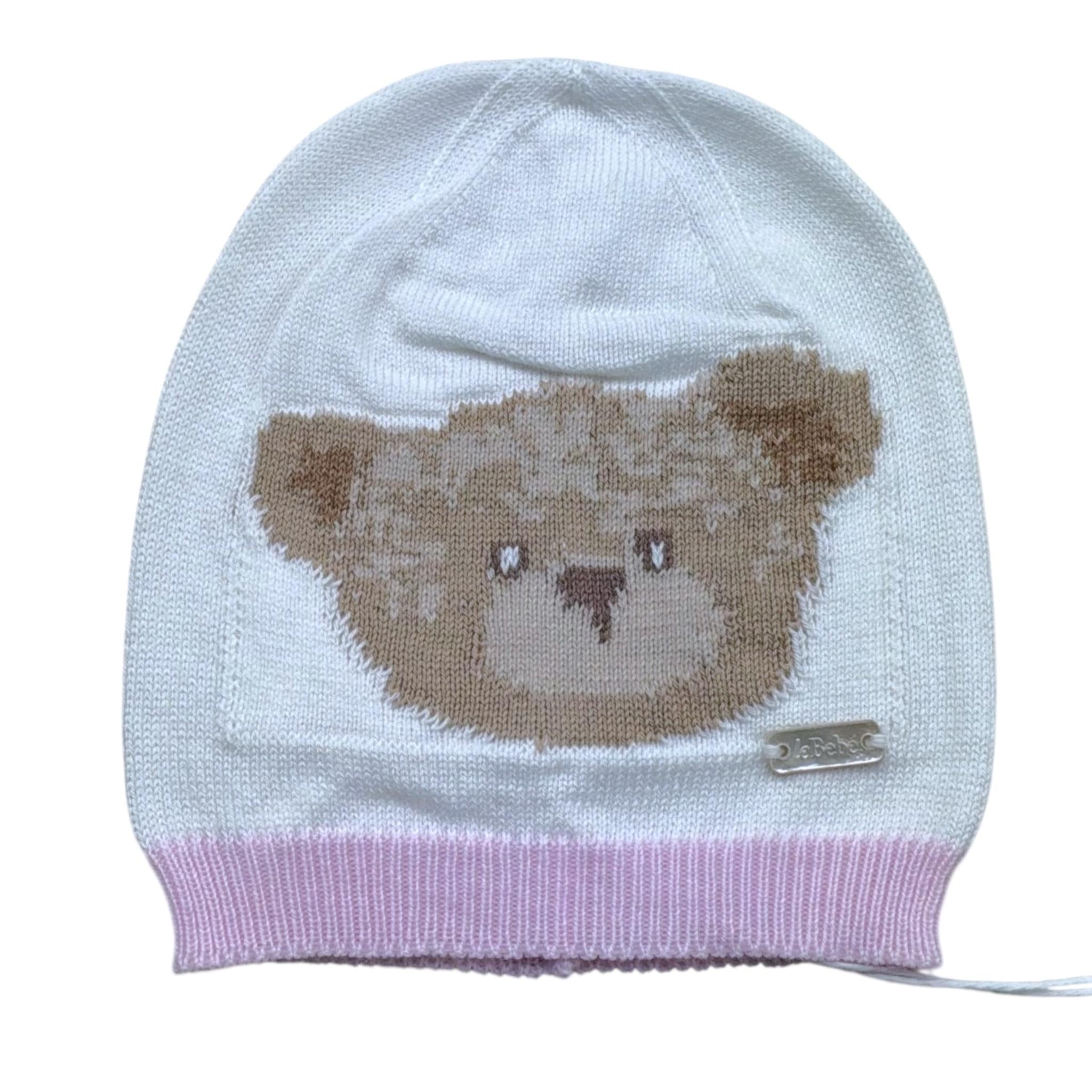 Le Bebe' Cappello Tinta Unita con Stampa per Neonata LBG6313 BIANCO LE BEBE' 