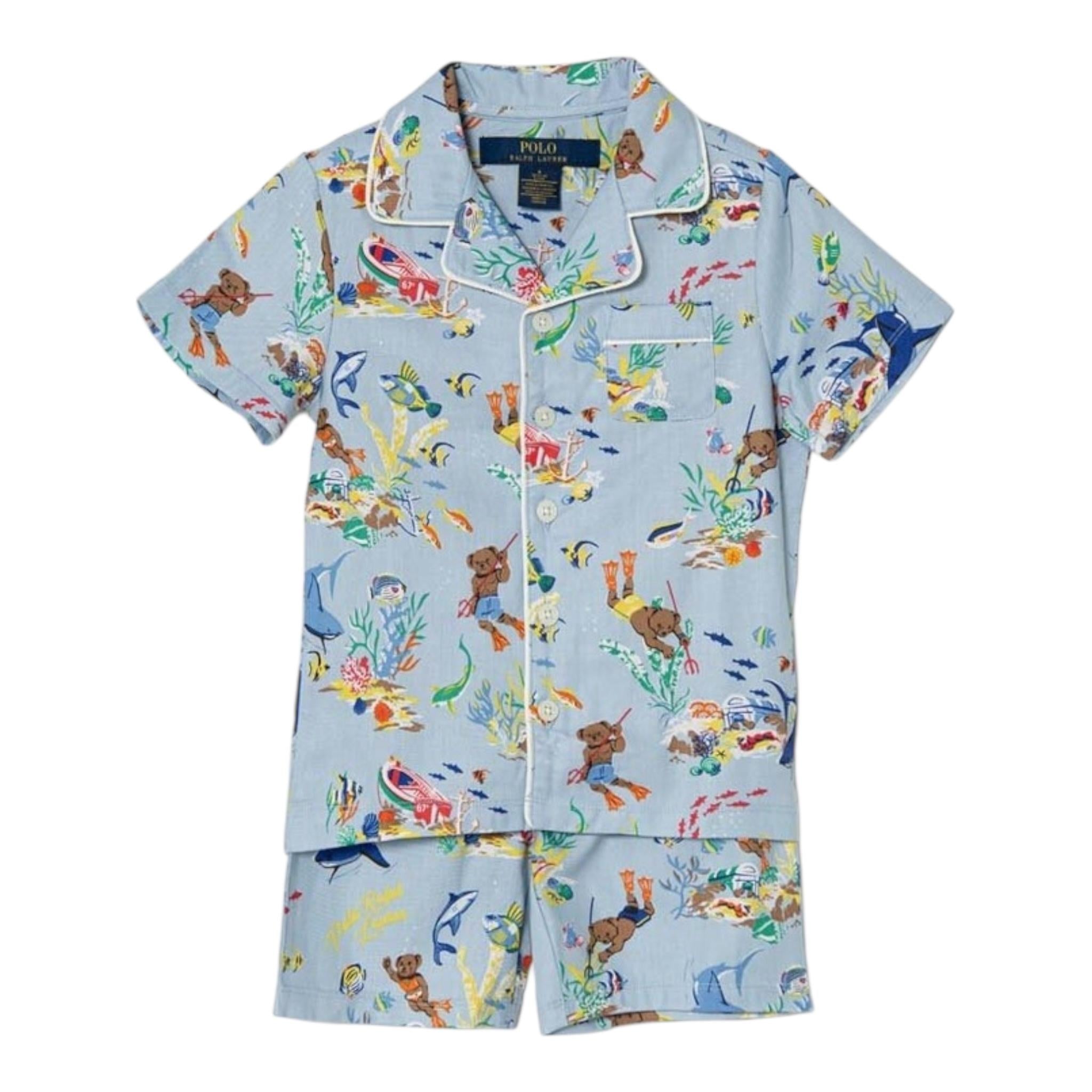 Ralph Lauren Completo 2 Pezzi T-Shirt-Bermuda  per Bambino 9P0140 AZZURRO RALPH LAUREN 