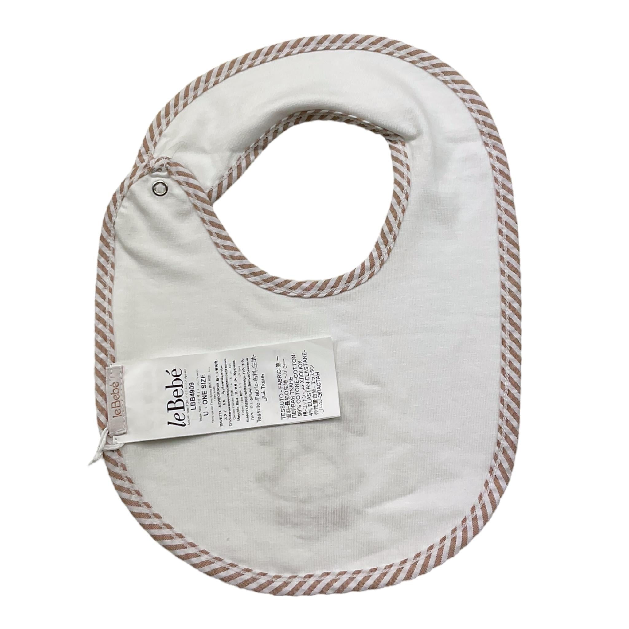 Le Bebe' Bavetta Tinta Unita con Stampa per Neonato LBB4909 BIANCO LE BEBE' 