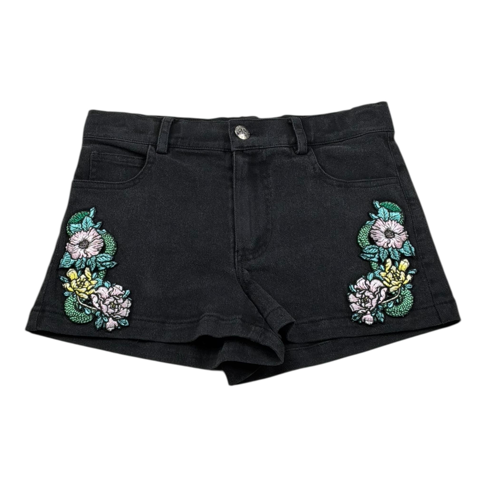 John Richmond Short In Denim Tinta Unita con Stampa per Bambina RGP26122SH NERO JOHN RICHMOND 