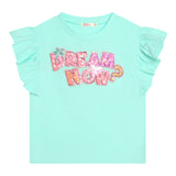Billieblush T-Shirt Girocollo Tinta Unita Con Paillettes Azzurro Per Bambina