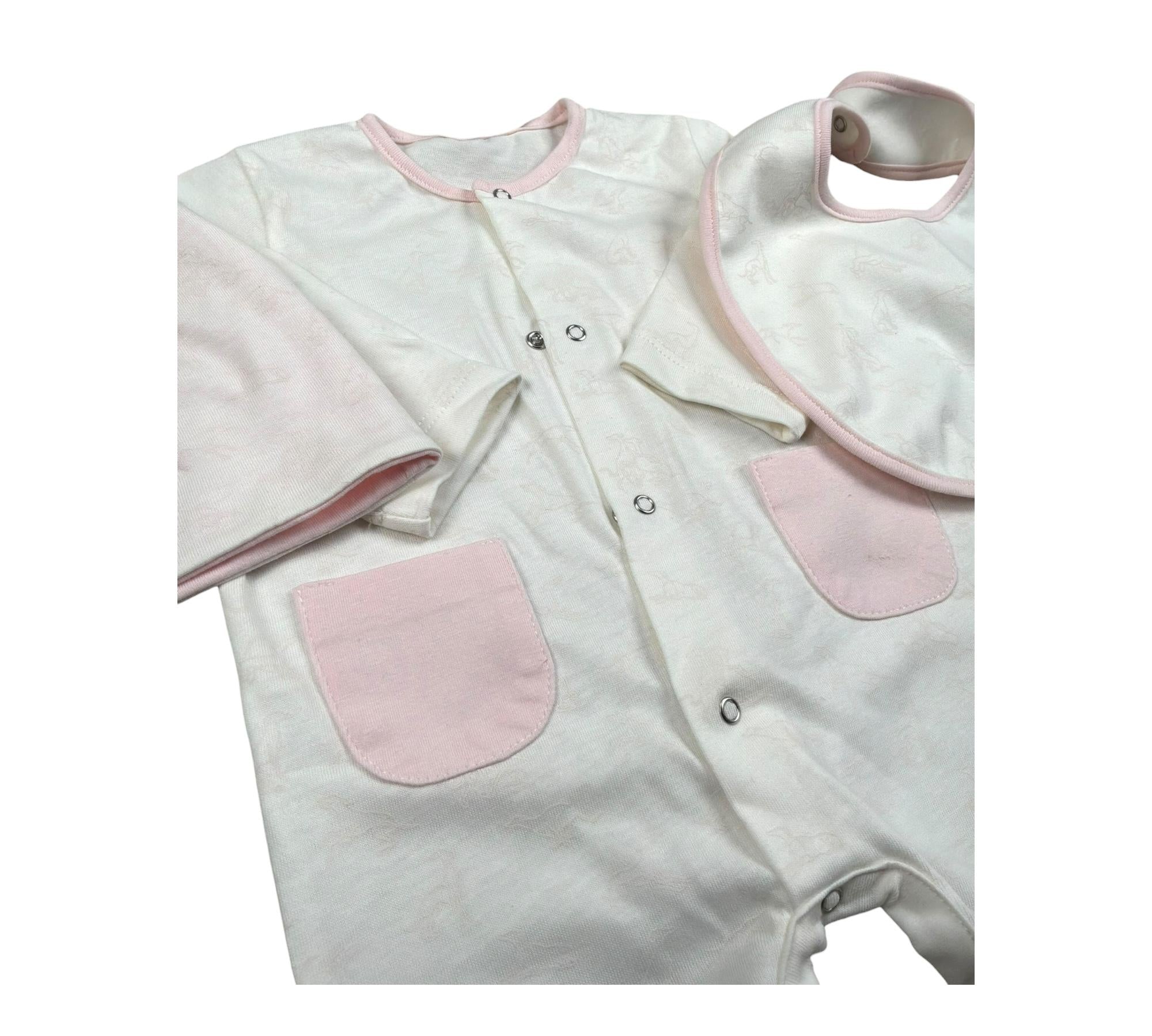 Trussardi Set 3 Pezzi Tutina-Cappello-Bvetta per Neonata TLP26003TUA BIANCO TRUSSARDI 