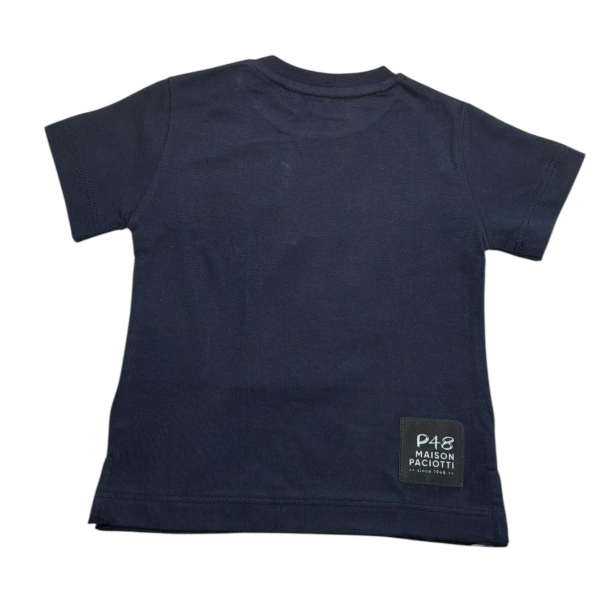 Cesare Paciotti T-Shirt Gitocollo Tinta Unita con Stampa per Neonato TSP0139N BLU CESARE PACIOTTI 