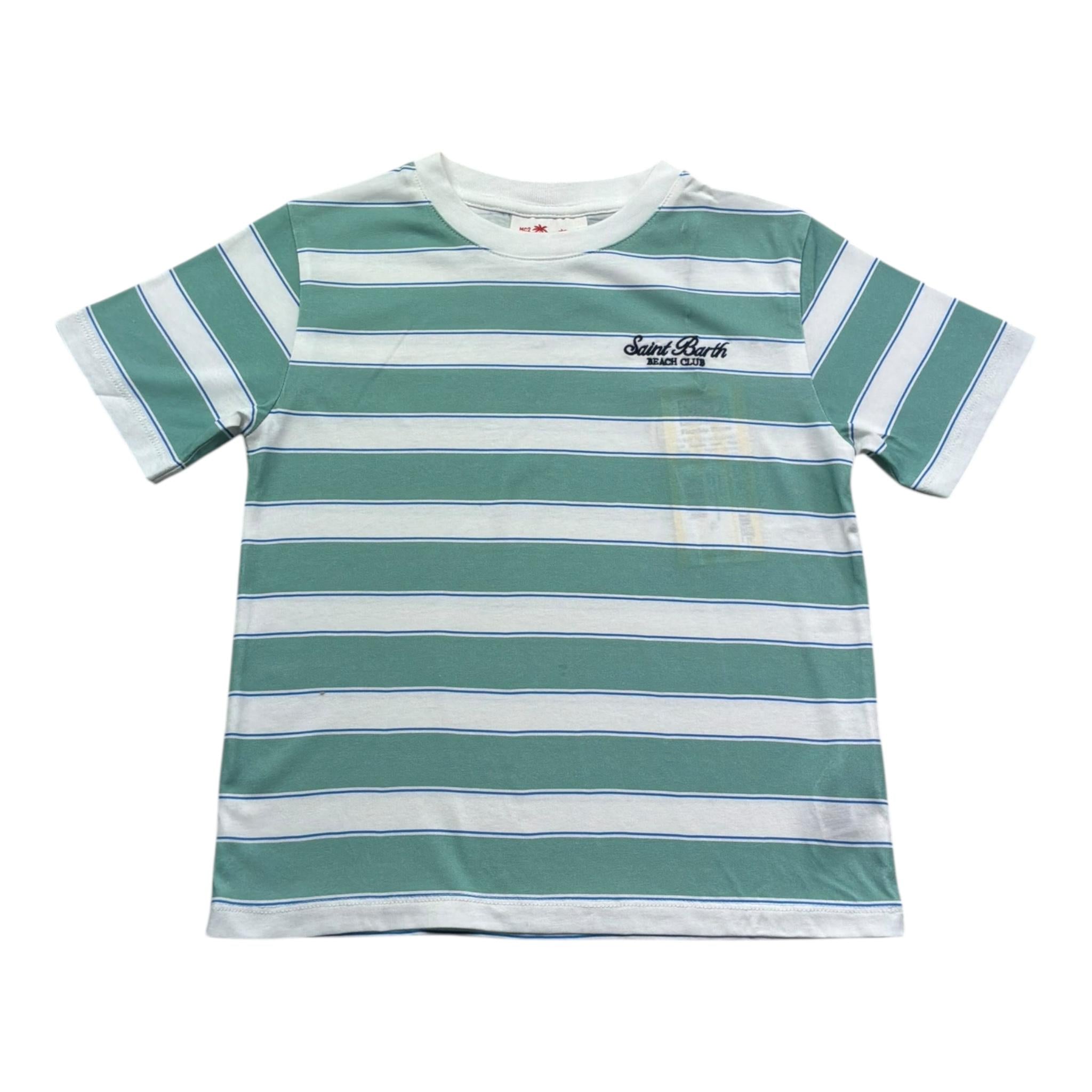 Saint Barth T-Shirt Girocollo con Fantasia A Righe per Bambino 01022L BIANCO/VERDE SAINT BARTH 