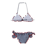 Saint Barth Costume 2 Pezzi Triangolo-Slip Tinta Unita Fantasia A Quadrettini per Bambina CEIS001 BIANCO/BLU SAINT BARTH 