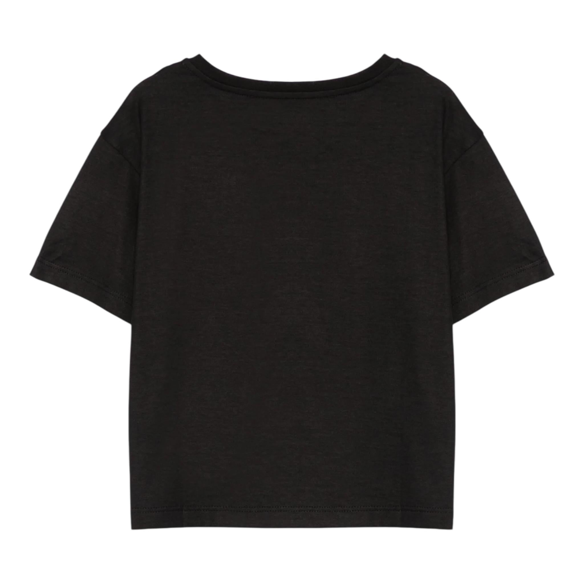 Simonetta T-Shirt Girocollo Tinta Unita con Taschino per Bambina SW8A31 NERO SIMONETTA 