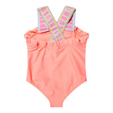 Billieblush Costume Intero Tinta Unita con Stampa Titty Salmone per Bambina