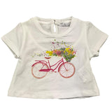 M+E' T-Shirt Girocollo Tinta Unita con Stampa In Contrasto Bianco per Neonata