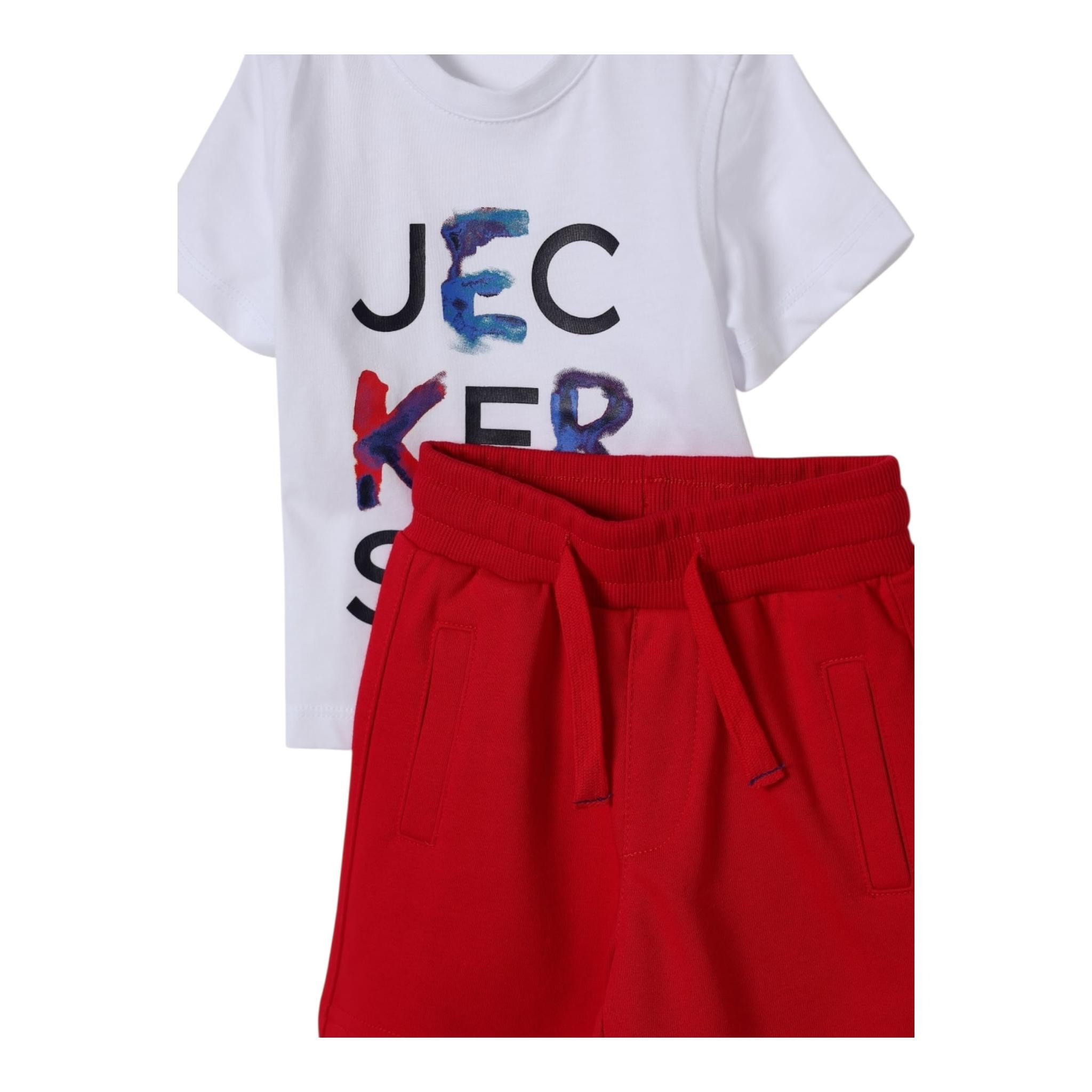 Jeckerson Completo 2 Pezzi Bicolore T-Shirt-Bermuda per Neonato 396DJMNS25 BIANCO/ROSSO JECKERSON 