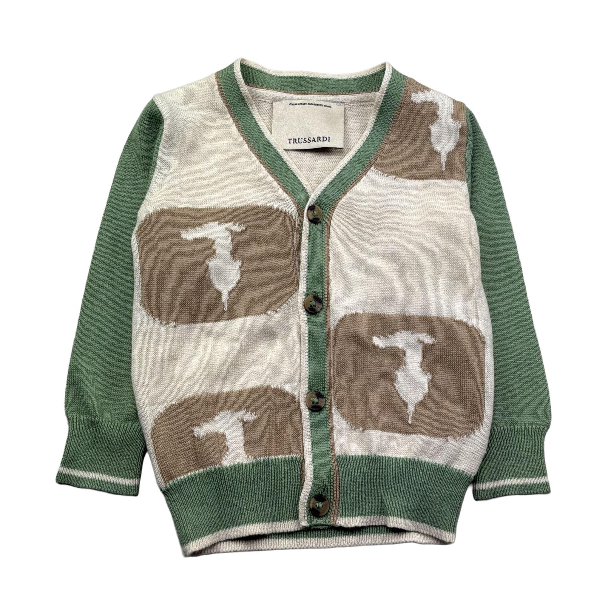 Trussardi Cardigan Stampa Fantasia Scollo A V per Neonato TIP26069CD PANNA TRUSSARDI 
